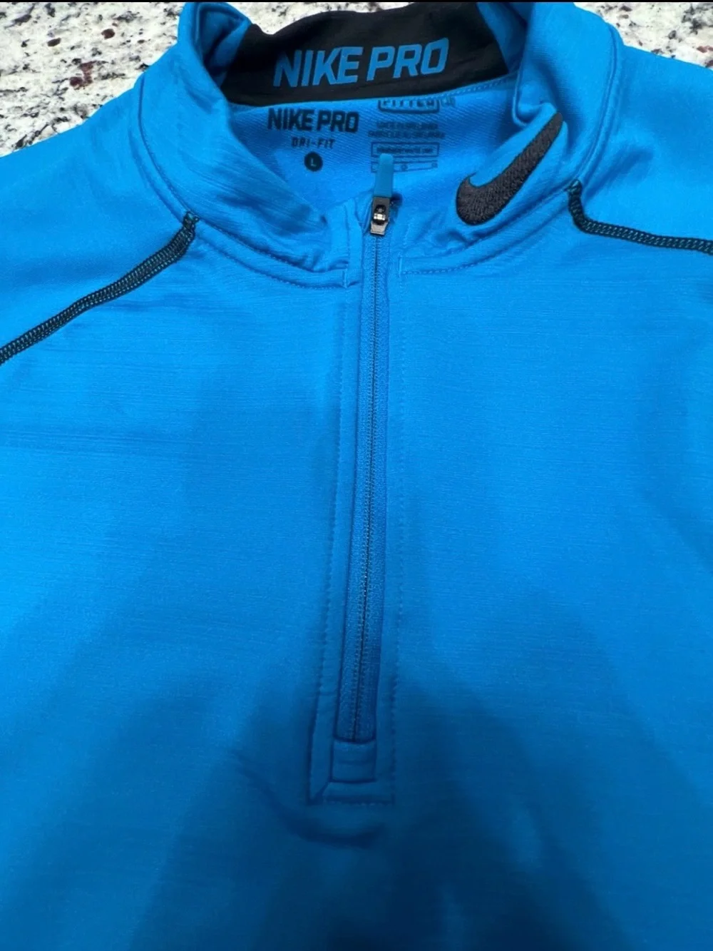 Nike Pro Dri-FIT Fitted 1/4 Zip Pullover Mock Neck Long Sleeve Blue/Black
